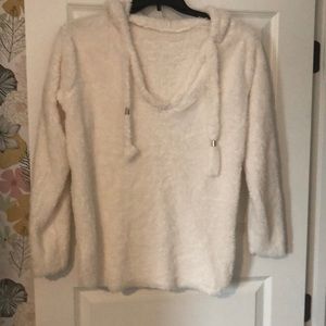 Fuzzy white hoodie shirt